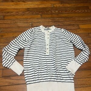 LOFT Black and White Striped Sweater